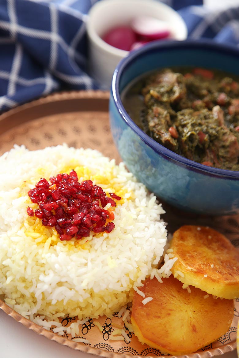 Ghormeh Sabzi Recipe (Persian Herb Stew) with Persian Rice