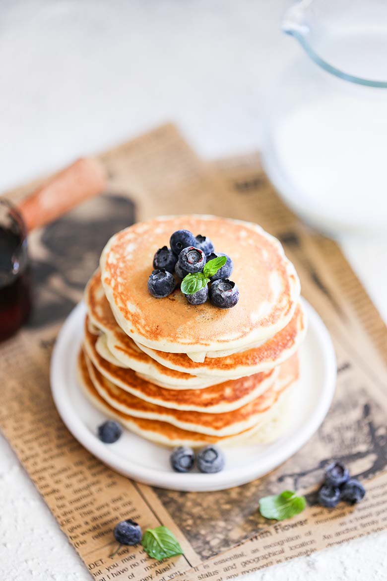 homemade blueberry pancakes for two