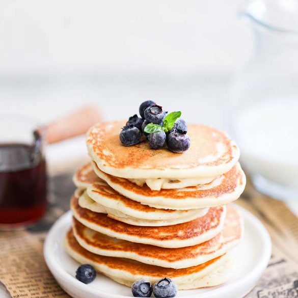 homemade blueberry pancakes for two