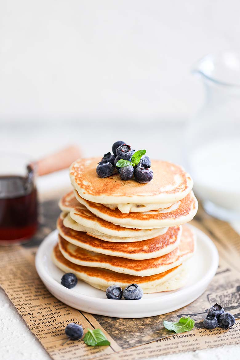 homemade blueberry pancakes for two