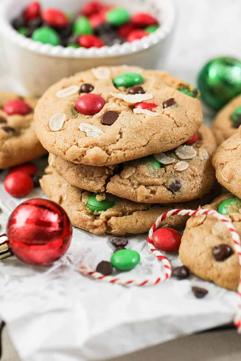 Christmas Monster Cookies With Chocolate Chips