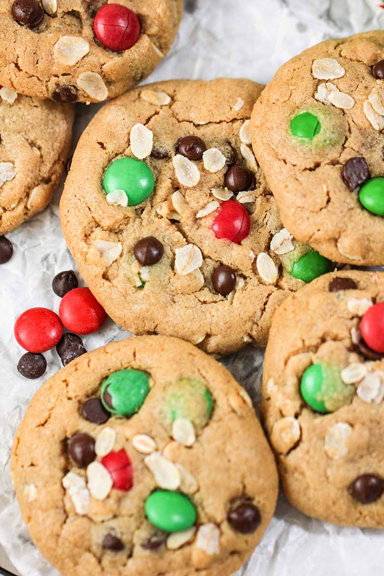 Christmas Monster Cookies With Chocolate Chips