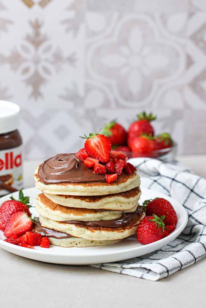 Fluffy Strawberry Nutella Pancakes Recipe