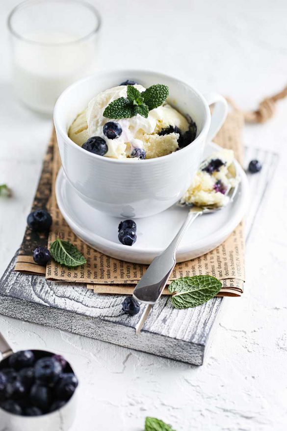 Blueberry Lemon Mug Cake Recipe (No Egg)