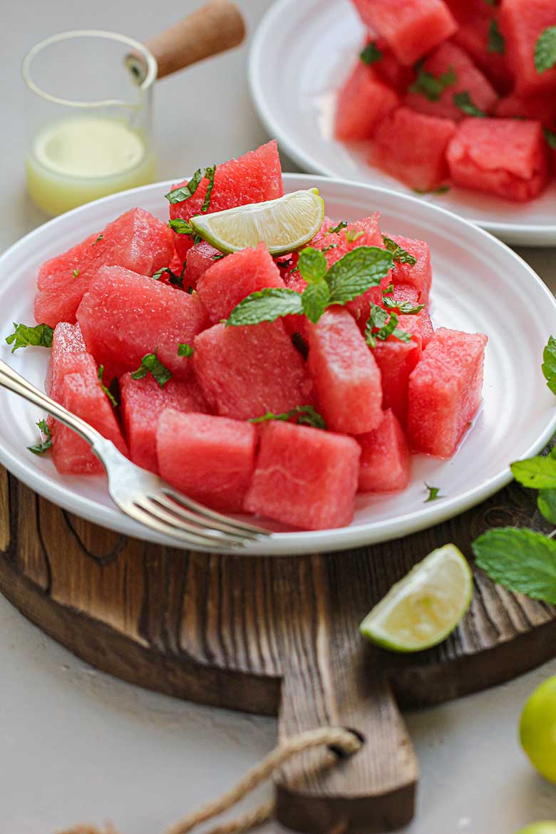 Mint and Lime Watermelon Salad
