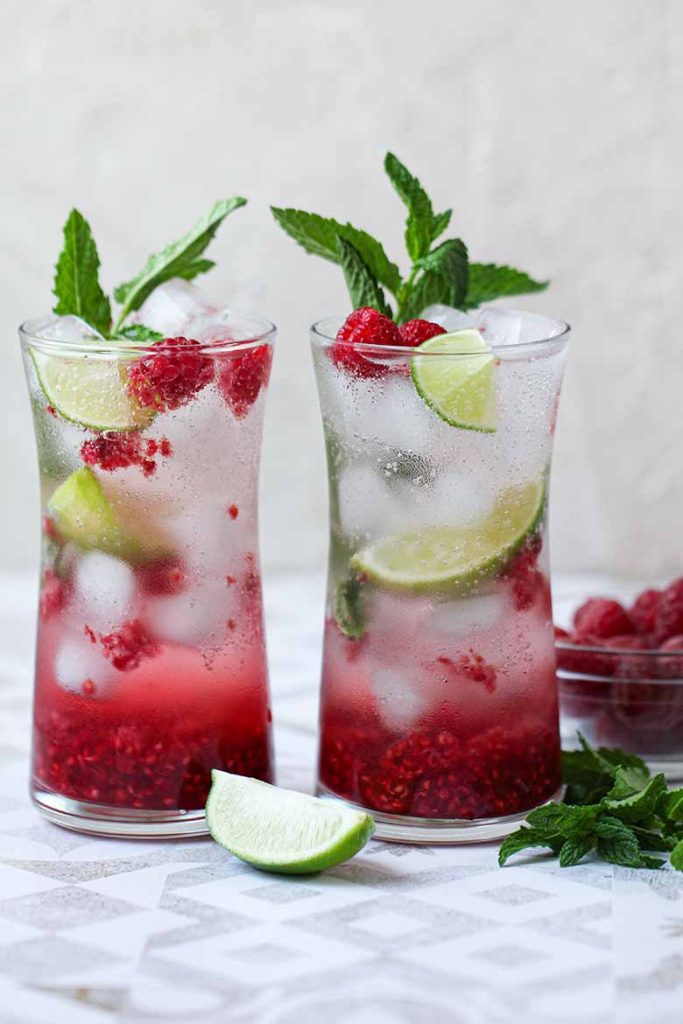 Non-alcoholic Raspberry Mojito Mocktail Recipe