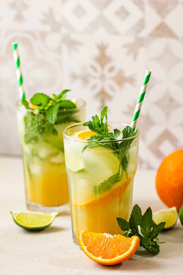 Orange Mojito Mocktail With Sprite