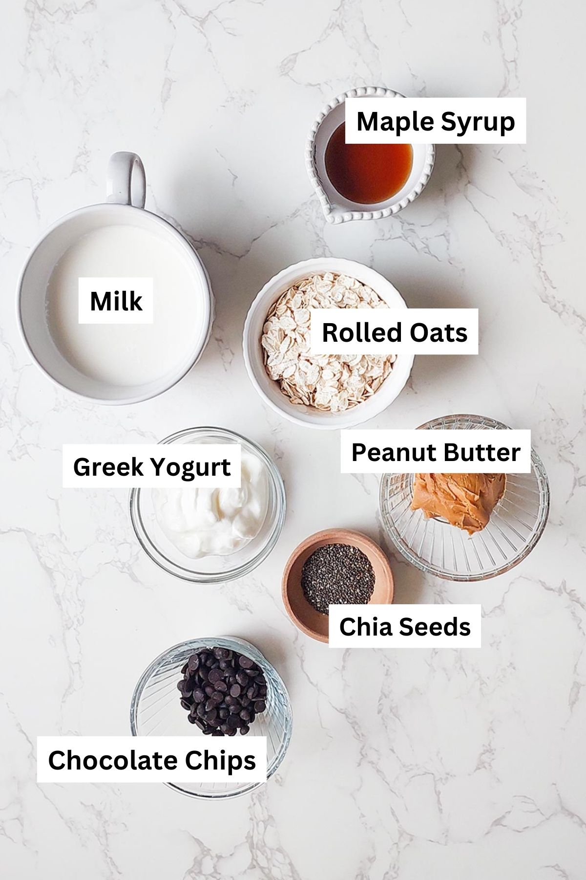 Peanut Butter Chocolate Chip Overnight Oats Ingredients